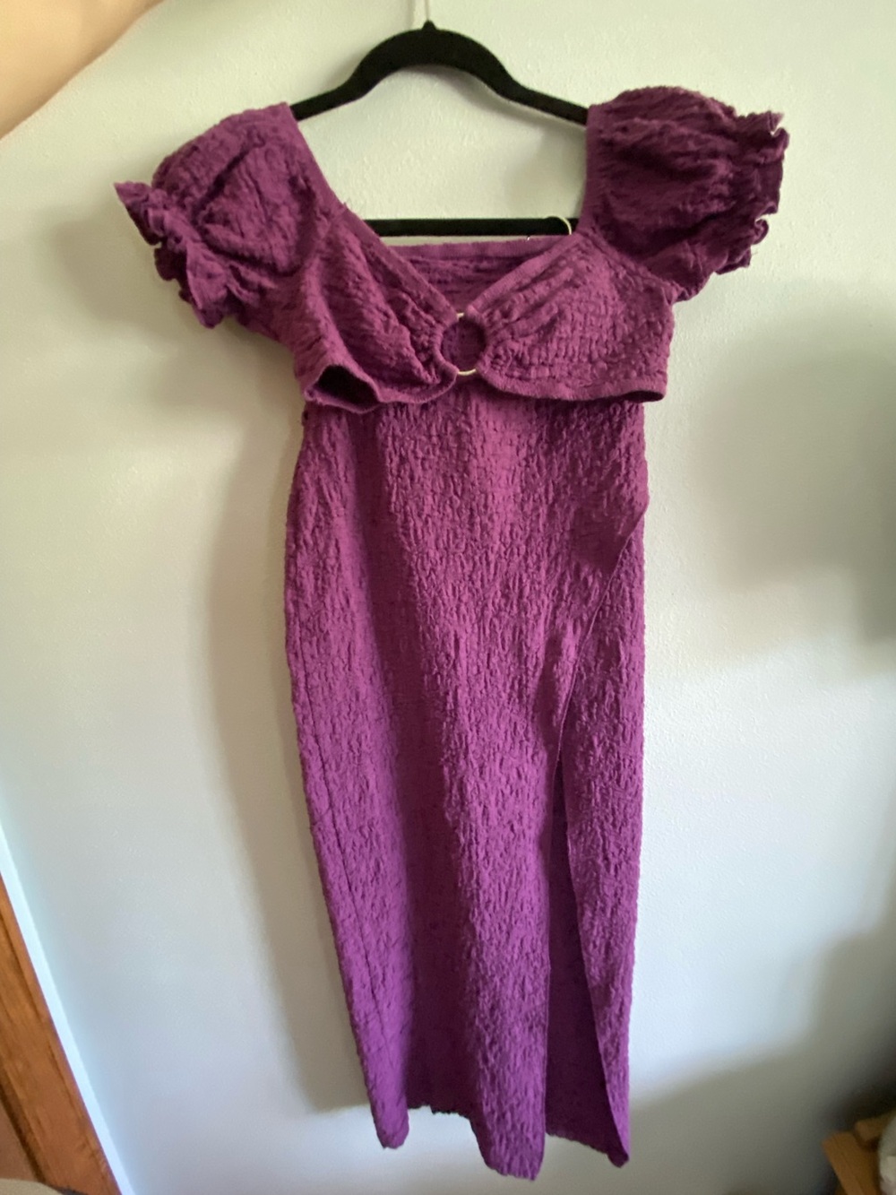 SHEIN Purple Off-Shoulder Textured Midi Skirt Set